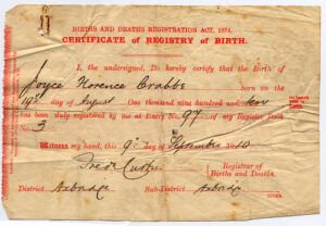 certificate of registry 1874